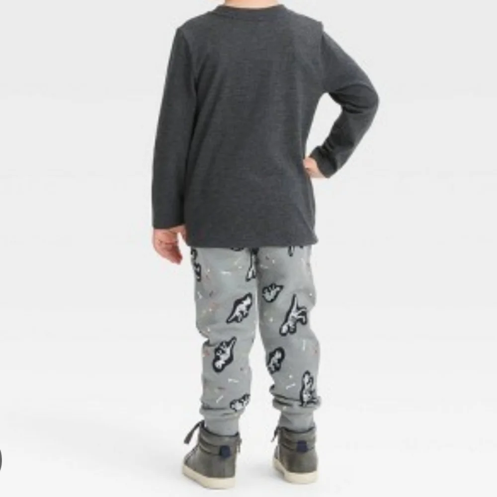Cat & Jack Halloween Dinosaur Print Kids Joggers w/ Long Sleeve Matching Shirt